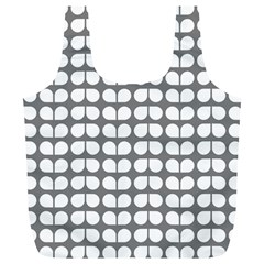 Gray And White Leaf Pattern Reusable Bag (xl)