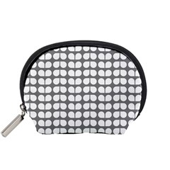 Gray And White Leaf Pattern Accessory Pouch (small) by GardenOfOphir