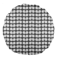 Gray And White Leaf Pattern 18  Premium Flano Round Cushion 