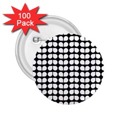 Black And White Leaf Pattern 2 25  Button (100 Pack)