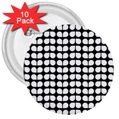 Black And White Leaf Pattern 3  Button (10 Pack) by GardenOfOphir