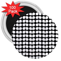 Black And White Leaf Pattern 3  Button Magnet (100 Pack)