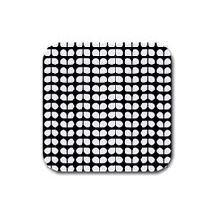 Black And White Leaf Pattern Drink Coasters 4 Pack (square)