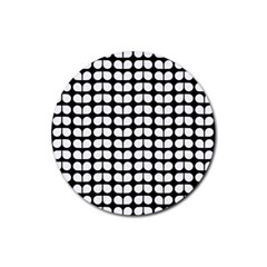 Black And White Leaf Pattern Drink Coasters 4 Pack (round)