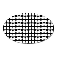 Black And White Leaf Pattern Magnet (oval)