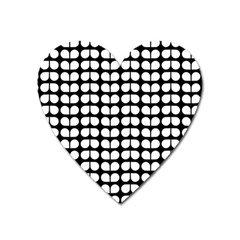 Black And White Leaf Pattern Magnet (heart)