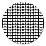 Black And White Leaf Pattern Magnet 5  (Round) Front