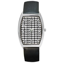 Black And White Leaf Pattern Tonneau Leather Watch