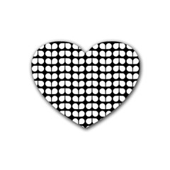 Black And White Leaf Pattern Drink Coasters (heart) by GardenOfOphir