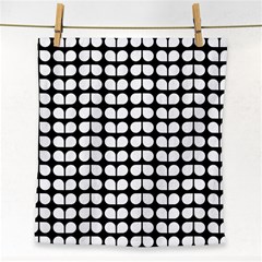 Black And White Leaf Pattern Face Towel by GardenOfOphir