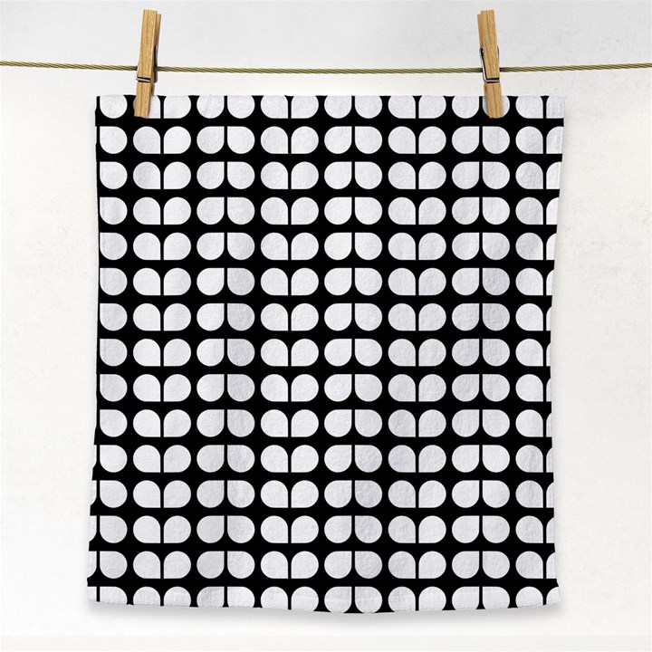 Black And White Leaf Pattern Face Towel