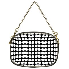 Black And White Leaf Pattern Chain Purse (one Side) by GardenOfOphir