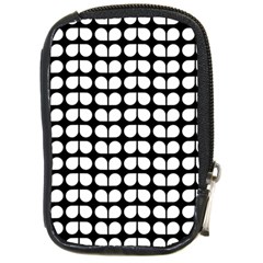 Black And White Leaf Pattern Compact Camera Leather Case by GardenOfOphir