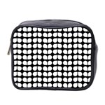 Black And White Leaf Pattern Mini Travel Toiletry Bag (Two Sides) Front