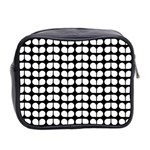 Black And White Leaf Pattern Mini Travel Toiletry Bag (Two Sides) Back