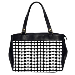 Black And White Leaf Pattern Oversize Office Handbag (two Sides)