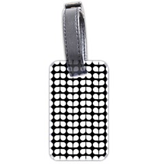 Black And White Leaf Pattern Luggage Tag (two Sides)