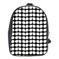 Black And White Leaf Pattern School Bag (xl)