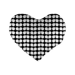 Black And White Leaf Pattern 16  Premium Heart Shape Cushion 