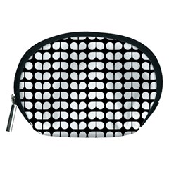 Black And White Leaf Pattern Accessory Pouch (medium) by GardenOfOphir