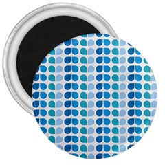 Blue Green Leaf Pattern 3  Button Magnet by GardenOfOphir