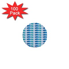 Blue Green Leaf Pattern 1  Mini Button (100 Pack)