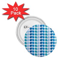 Blue Green Leaf Pattern 1 75  Button (10 Pack)