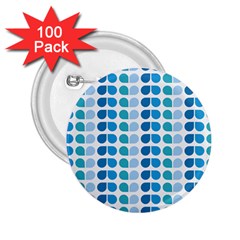 Blue Green Leaf Pattern 2 25  Button (100 Pack)