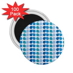 Blue Green Leaf Pattern 2 25  Button Magnet (100 Pack)