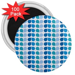 Blue Green Leaf Pattern 3  Button Magnet (100 Pack) by GardenOfOphir