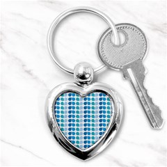 Blue Green Leaf Pattern Key Chain (heart) by GardenOfOphir