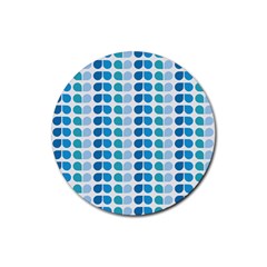 Blue Green Leaf Pattern Drink Coasters 4 Pack (round) by GardenOfOphir