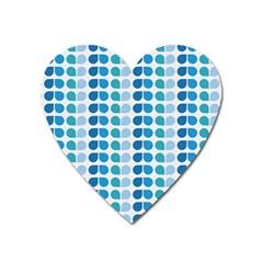 Blue Green Leaf Pattern Magnet (heart) by GardenOfOphir