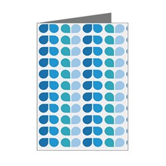 Blue Green Leaf Pattern Mini Greeting Card