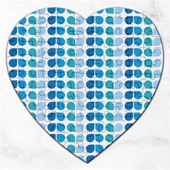 Blue Green Leaf Pattern Jigsaw Puzzle (heart) by GardenOfOphir