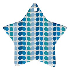 Blue Green Leaf Pattern Star Ornament (two Sides)