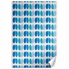 Blue Green Leaf Pattern Canvas 24  X 36  (unframed)