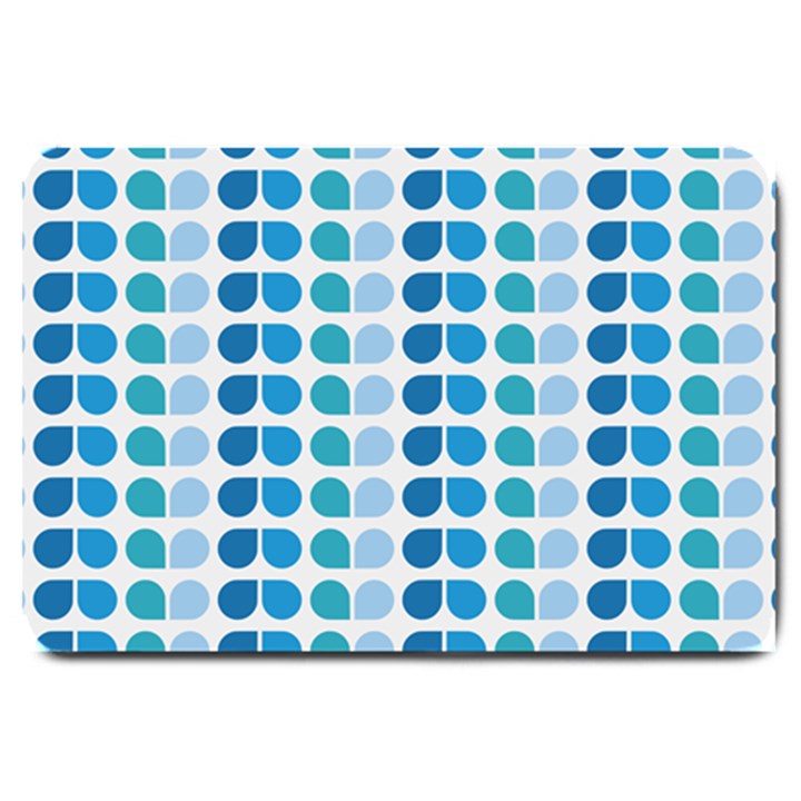 Blue Green Leaf Pattern Large Door Mat