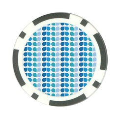 Blue Green Leaf Pattern Poker Chip