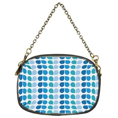 Blue Green Leaf Pattern Chain Purse (one Side) by GardenOfOphir