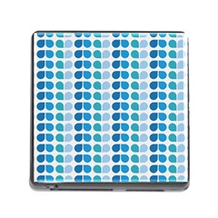 Blue Green Leaf Pattern Memory Card Reader With Storage (square)