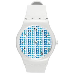 Blue Green Leaf Pattern Plastic Sport Watch (medium)