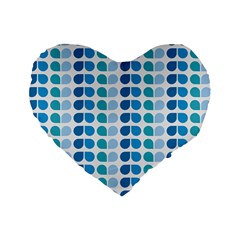 Blue Green Leaf Pattern 16  Premium Heart Shape Cushion 