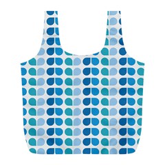 Blue Green Leaf Pattern Reusable Bag (l) by GardenOfOphir