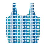 Blue Green Leaf Pattern Reusable Bag (L) Front