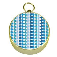 Blue Green Leaf Pattern Gold Compass