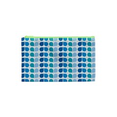 Blue Green Leaf Pattern Cosmetic Bag (xs)