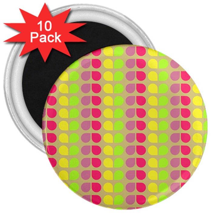 Colorful Leaf Pattern 3  Button Magnet (10 pack)