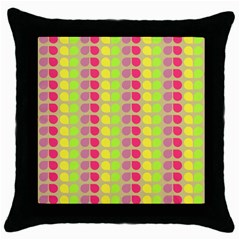 Colorful Leaf Pattern Black Throw Pillow Case