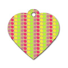 Colorful Leaf Pattern Dog Tag Heart (two Sided) by GardenOfOphir